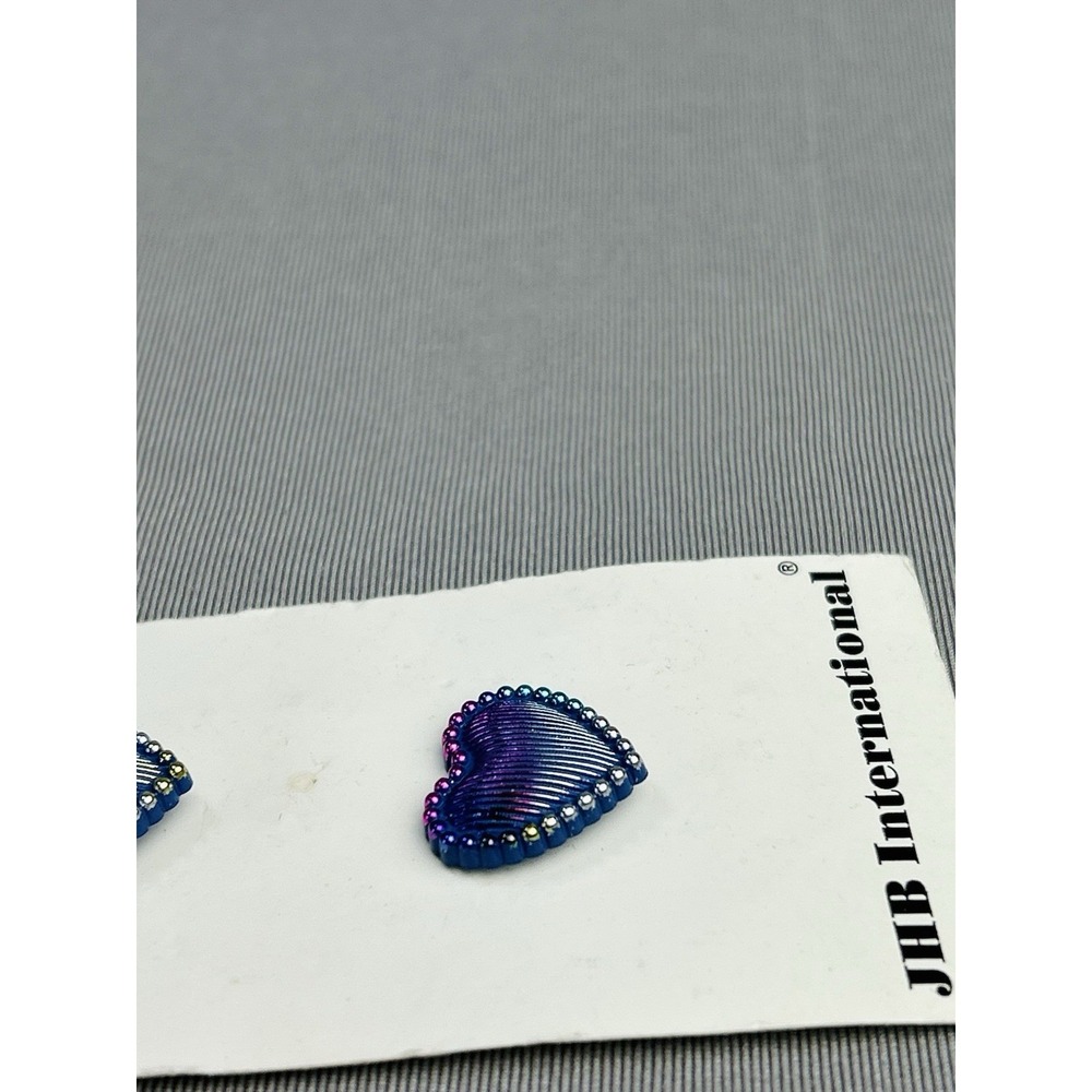 Rainbow Iridescent Hearts Plastic JHB Buttons NEW On Card Set Of 2 - Picture 6 of 11